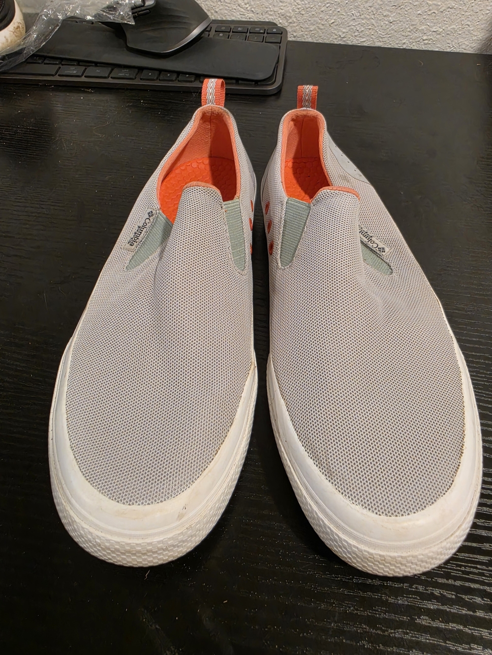 Columbia Men's Slip-On Casual Shoes Gray/Orange Mesh Breathable Round Toe 7.5